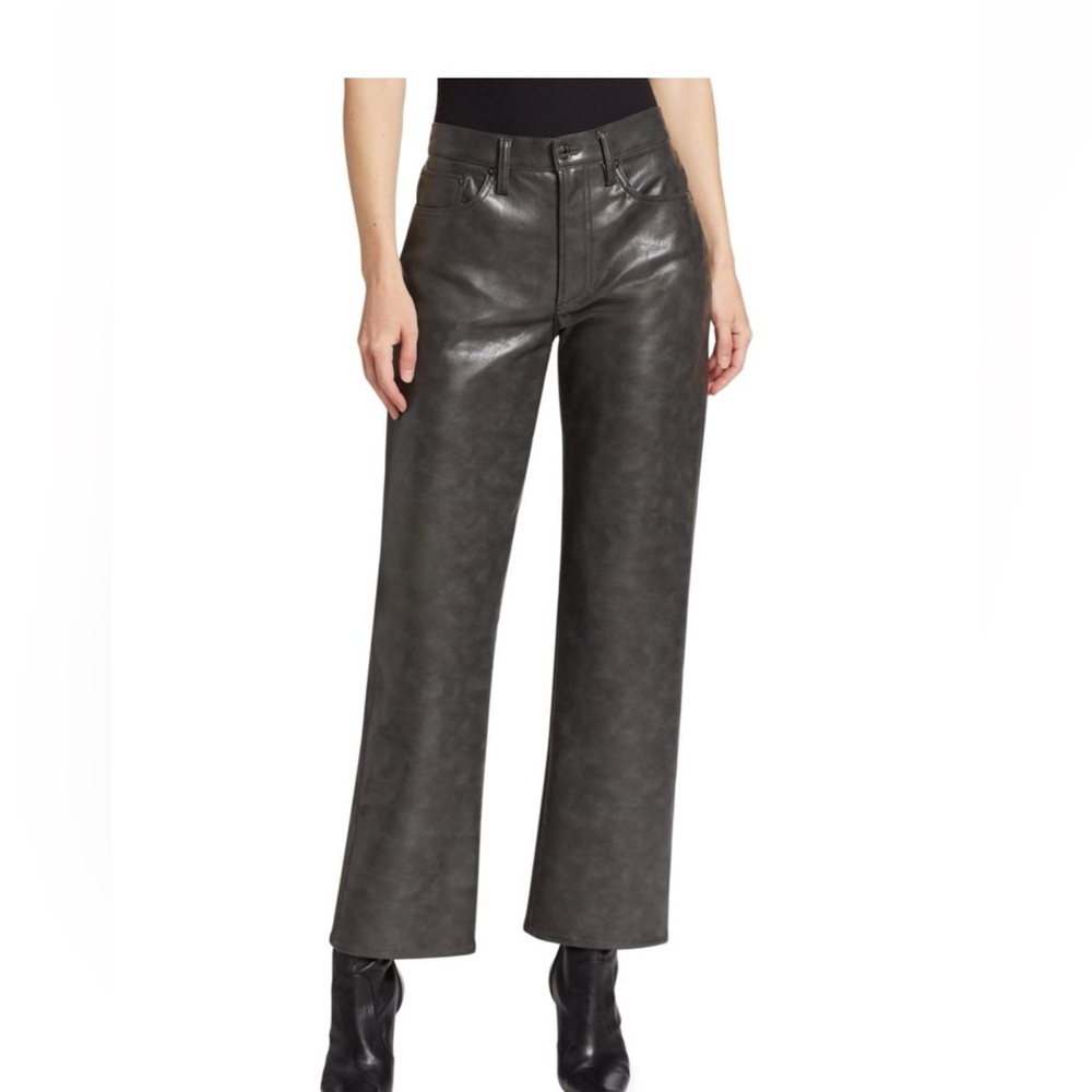 Agolde size 28 Sloane Leather blend pants color smoke grey nwt